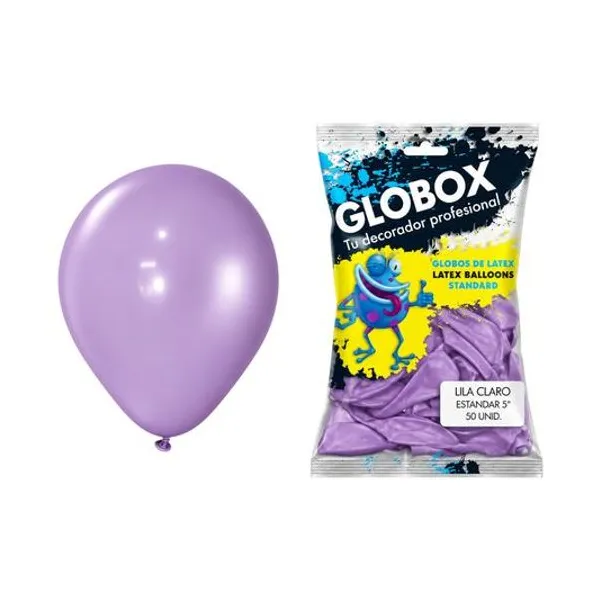 Globo 5" liso estandar lila claro bolsa x50 globox