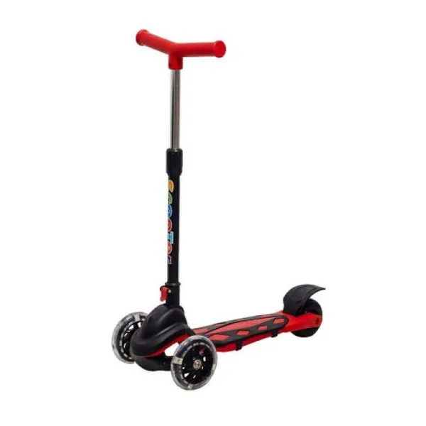 Monopatin rojo 'explorer fan'. con luz en las ruedas. plegable. con freno.