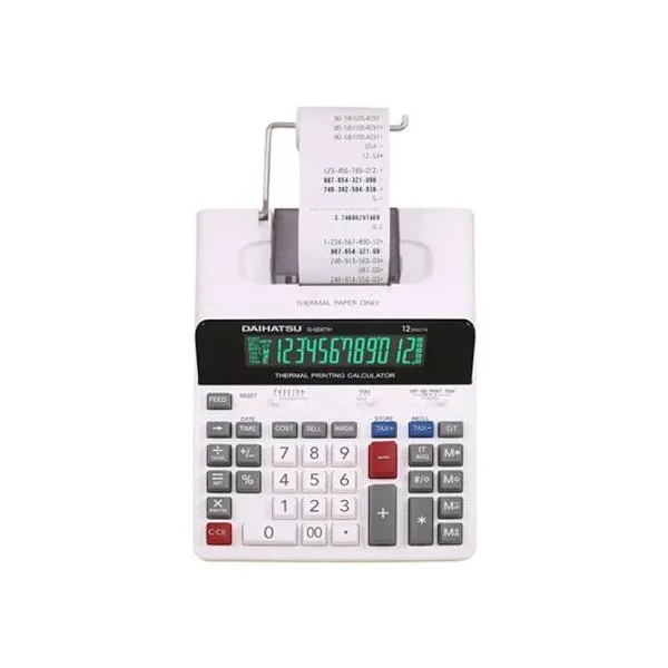 Calculadora 12 digitos con impresor térmico blanca 20x30 cm daihatsu - d