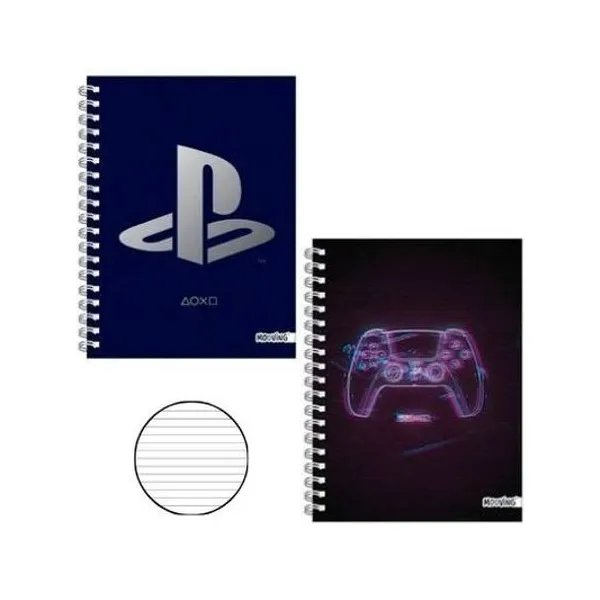Cuaderno 16x21 cm rayado 80 hojas tapa dura con espiral playstation x unidad Mooving