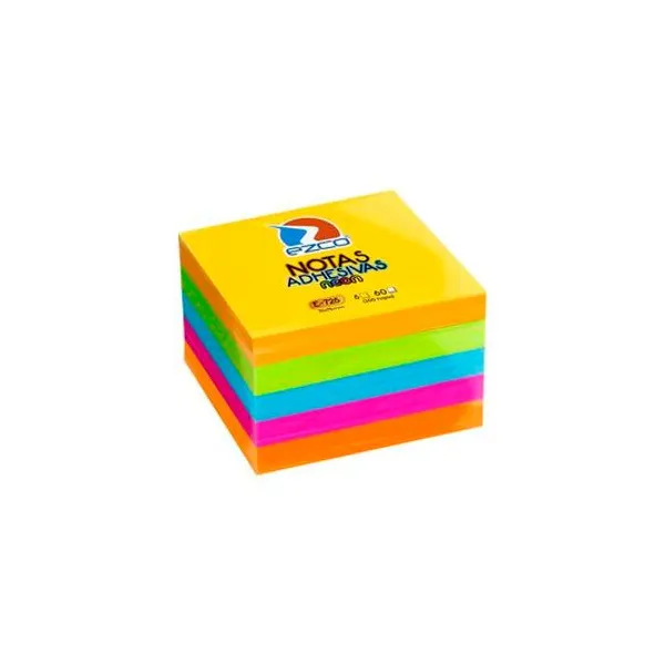 Notas autoadhesivas neon e-725 75x75 mm 300 hojas Ezco -