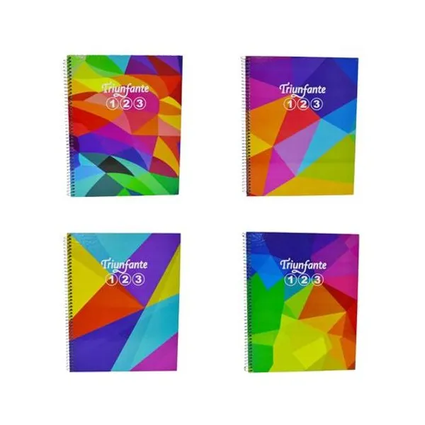 Cuaderno 21x27 cm cuadriculado 100 hojas tapa dura con espiral 123 caleidoscopio
