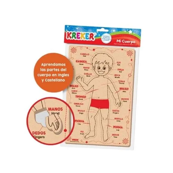 Cuerpo humano goma eva Kreker español-ingles