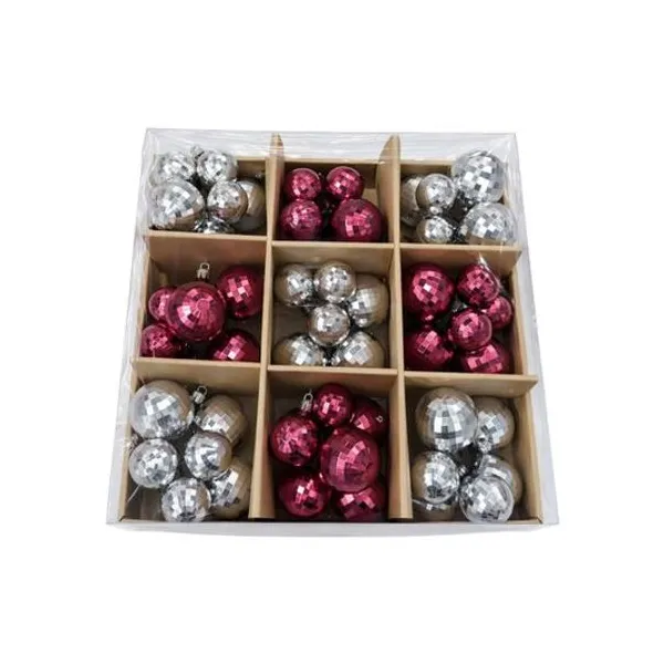 Set de set de borlas disco 3/4 cm roja/plateadas caja x54