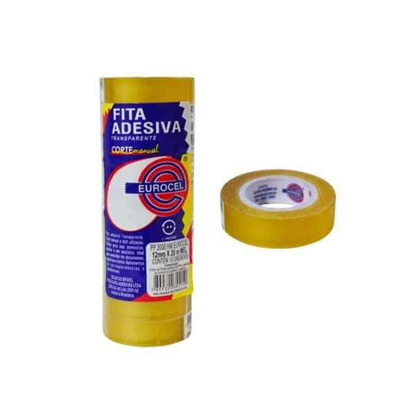 Cinta adhesiva pp mel 12mmx20 mts tubo x10 unidades eurocel
