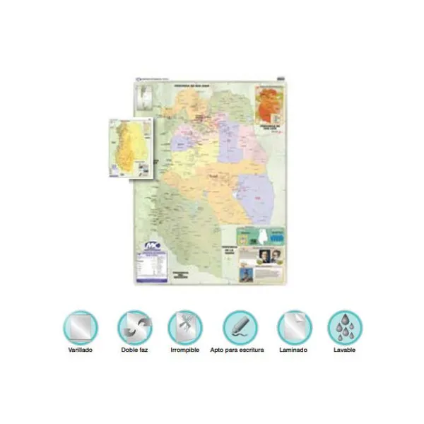 Mapa mural m.c. lam. con var. d/faz mendoza fp. 72x102 cm