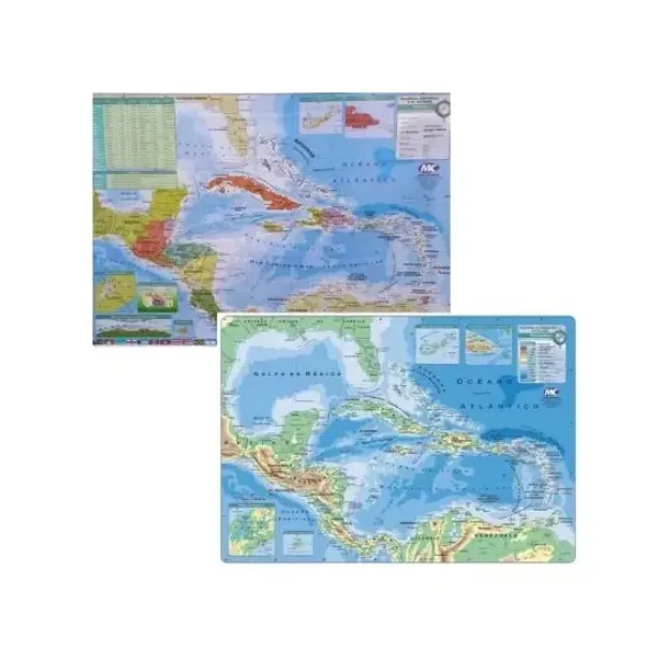 Mapa mural m.c. lam. con var. sin faz América central fp. 95x130 cm