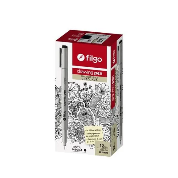 Microfibra al agua 0.05 drawing pen caja x12 Filgo