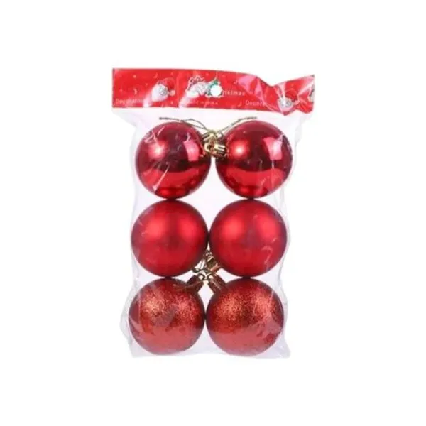 Borlas de navidad rojas 4 cm en bolsa x6