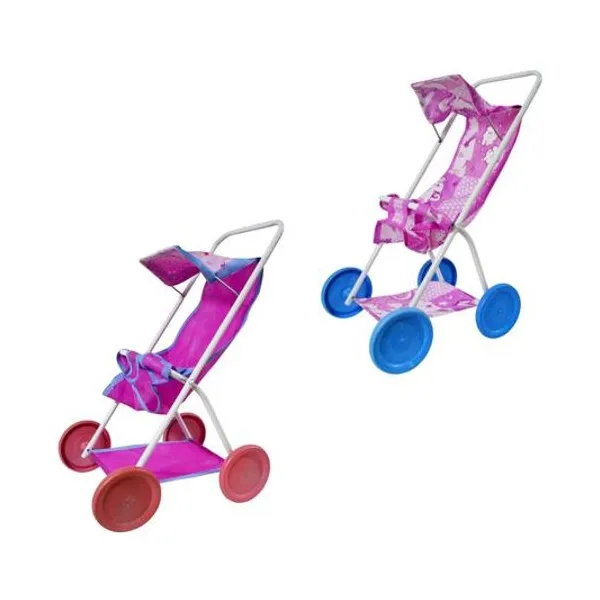 Coche para muñecas de caño berlina con capota 36x61 cm