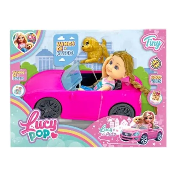 Lucy pop mini muñeca con auto y accesorios 18 12 cm
