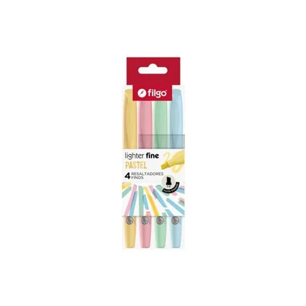 Resaltador punta biselada pastel lighter fine x4 Filgo