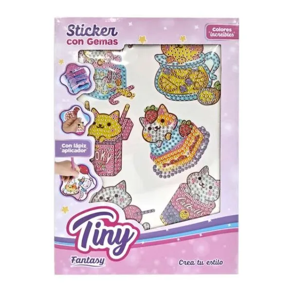 Set de gemas crea tu sticker gatitos