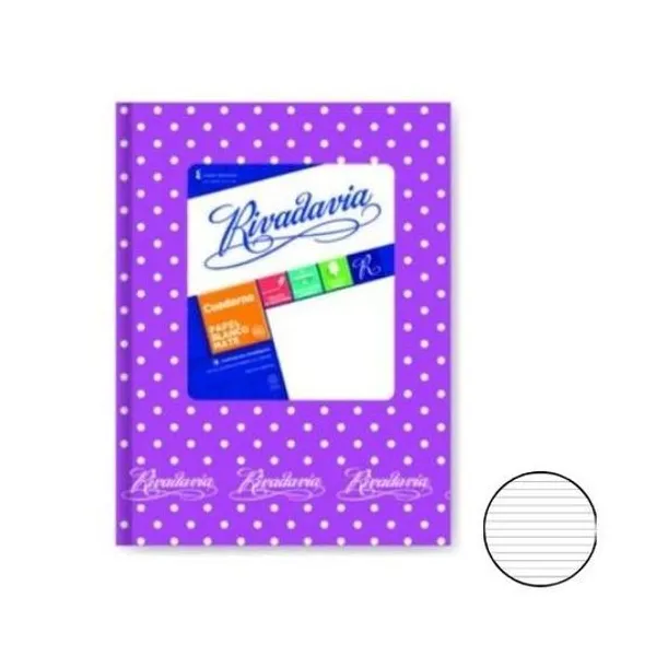 Cuaderno 16x21 rayado t/d lunar lila 50h Rivadavia