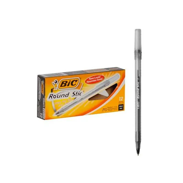 Bolígrafo round stic 1.0 mm negro caja x12 BIC