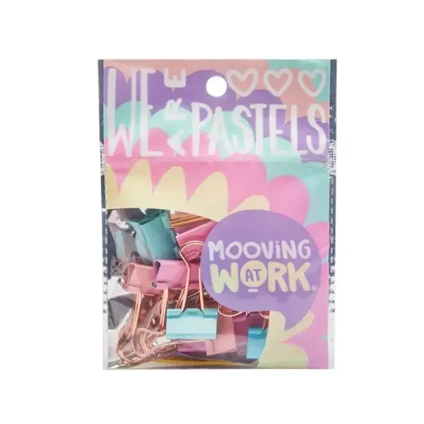 Aprietapapel doble Mooving pastel 19 mmbl.x 12 unid.