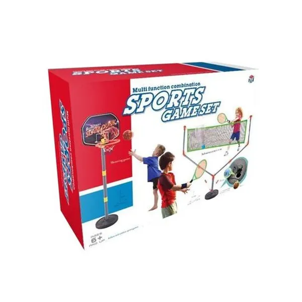 Set de juegos deportivos 9 en 1 tiro al blanco/voley/básquet/badminton en caja 42x32x18 cm