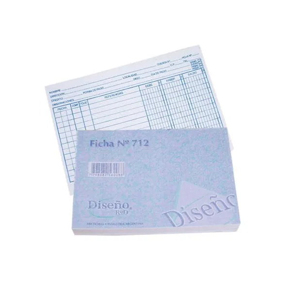 Fichas cta.cte.n.° 712 diseño 10 x15 cmx 100 Uni.
