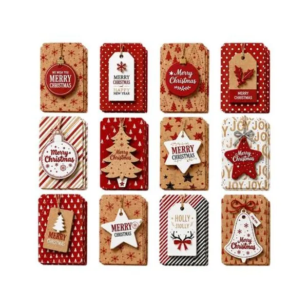 Set x12 blister de 4 tarjetas navideñas 5.5x8 cm modelos surtidos