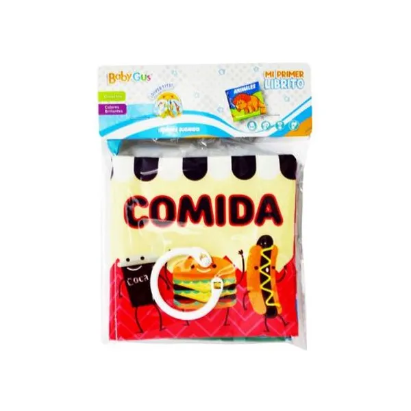 Libro didáctico de tela para bebés comida 10x9.5 cm en bolsa