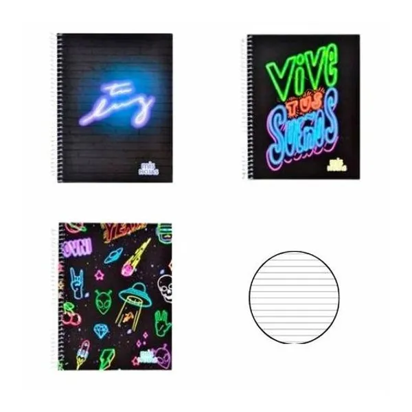 Cuaderno 16x21 rayado 120h t/d con e neon mis hojas