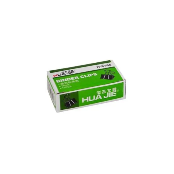 Aprieta papeles binder clip negro 15 mm caja x12 unidades huajie - h