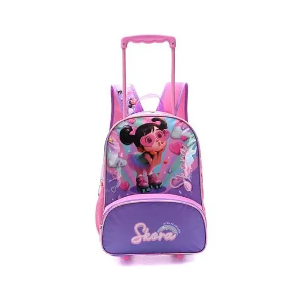 Mochila 16" con carro nenas cool con llavero Skora