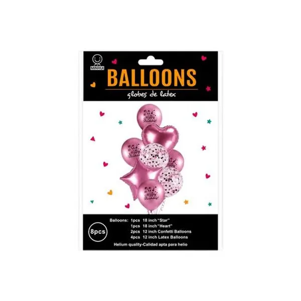 Set de globos 12/18" 8 piezas x1