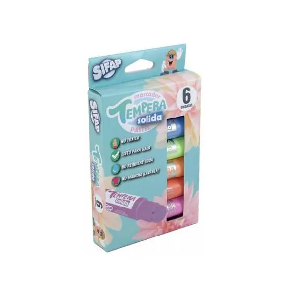 Témpera solida pastel x6 unidades Sifap - tempsolpas