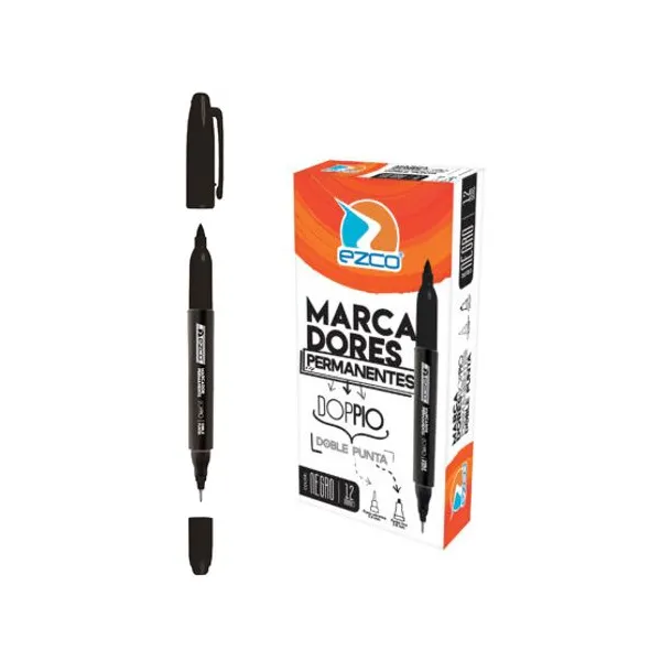 Marcador Ezco doppio doble punta negro
