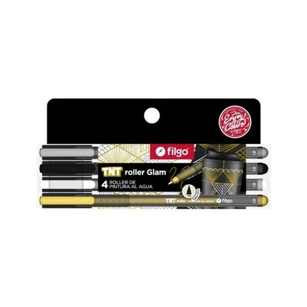 Marcador de pintura al agua tnt roller glam 1.0 mm caja x4 unidades Filgo - tntrlr