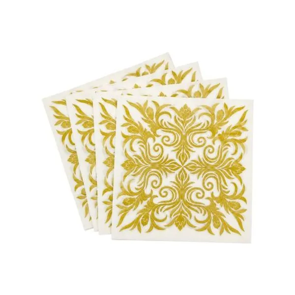 Servilletas de papel con arabescos dorados 16x16 cm x20 unidades