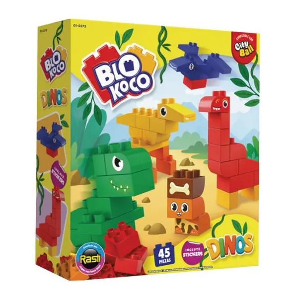 Blokoco dinos 45 piezas con stickers