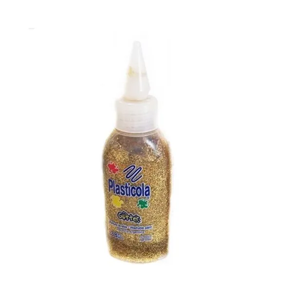 Adhesivo Plasticola glitter 38 grsdorado