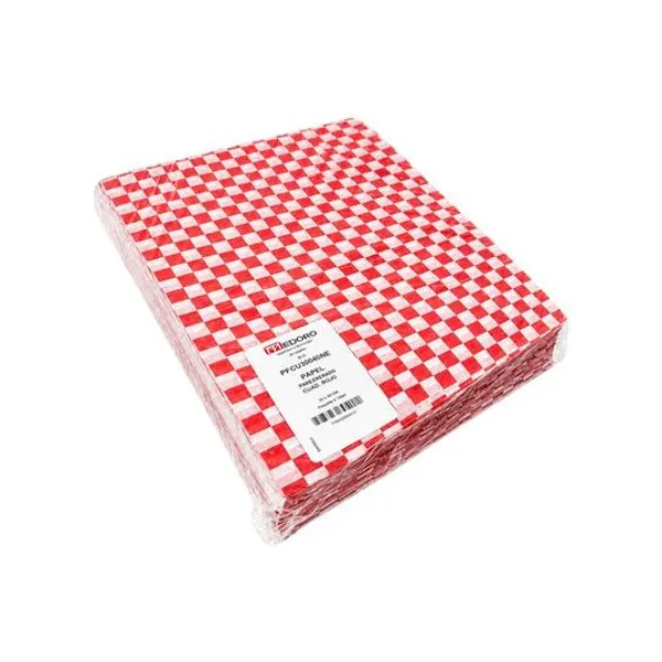 Papel parafinado cuadros rojos 30x40 cm x1000 hojas medoro