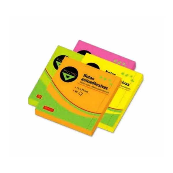 Notas autoadhesivas Pizzini 75x75 mm amar. fluo 80h