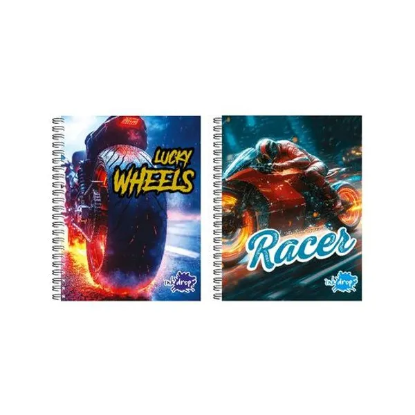 Cuaderno 22x29 cm rayado 80h semi rigido con espiral moto fire x1 modelos surtidos inkdrop 57215