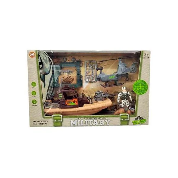 Muñeco militar con vehiculos y acc. en caja 39x25 cm - bl