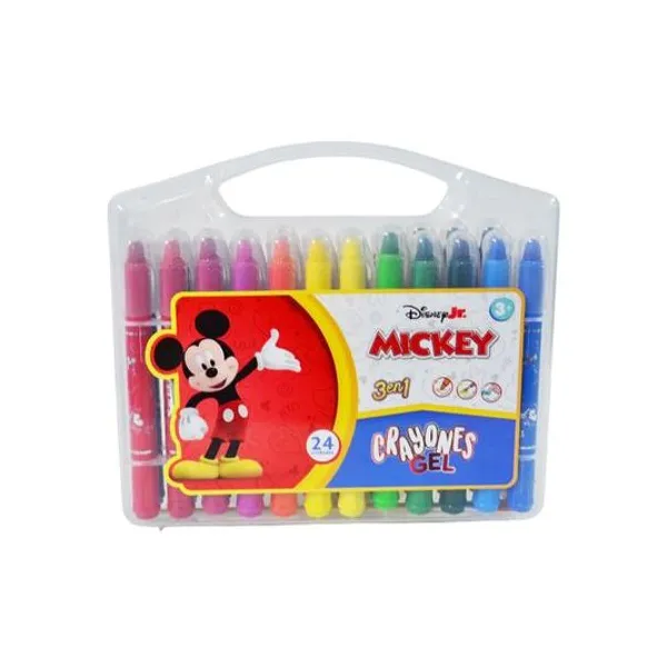 Crayón de gel 3 en 1 con pincel valija x24 unidades mickey Ezco