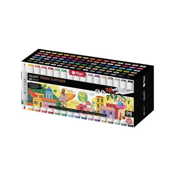 Marcador doble punta tonos surtido alloy caja x96 unidades Filgo - allym