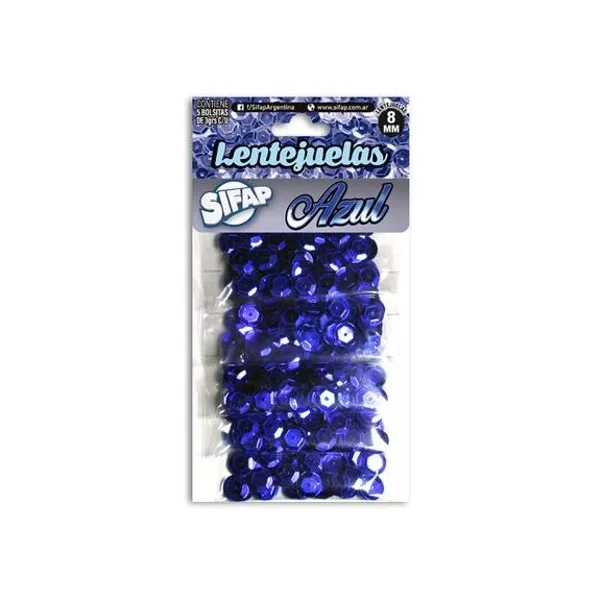 Lentejuela azul 3 g en sobre x5 unidades Sifap - lentejazul