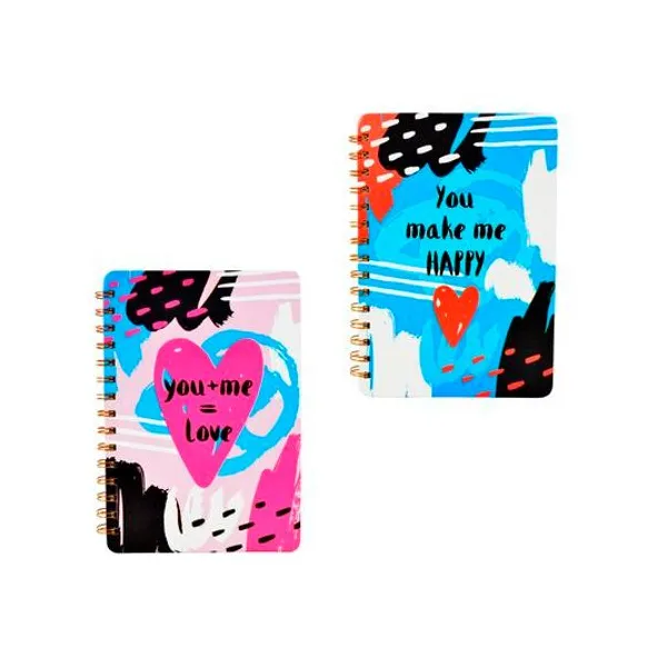 Cuaderno 14.5x21 cm rayado 70 hojas tapa dura con espiral happy - yw