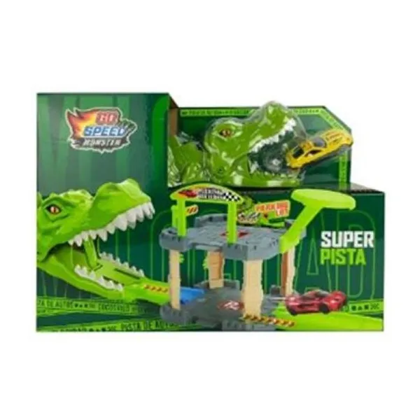 Lanza autos con pista dinosaurio