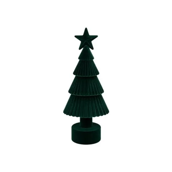 Árbol acrílico aterciopelado verde con estrella 25 cm x1