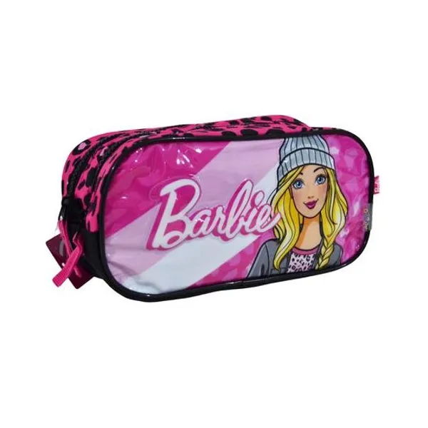 Cartuchera 2 cierres Barbie animal print 25x12x8 cm wabro
