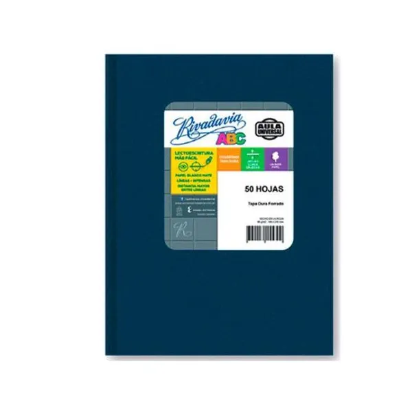 Cuaderno tapa dura Rivadavia abc aula universal x50 hs.ray.azul araña