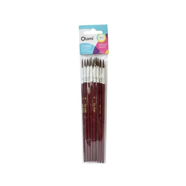 Pincel escolar n.° 4 redondo pony x12 unidades olami