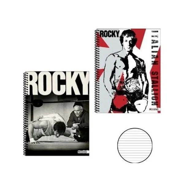 Cuaderno 22x29.7 cm rayado 80 hojas semi rigido con espiral rocky x unidad Mooving