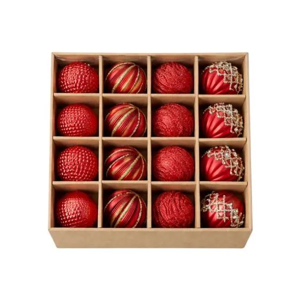 Set de borlas texturadas rojas 6 cm caja x16