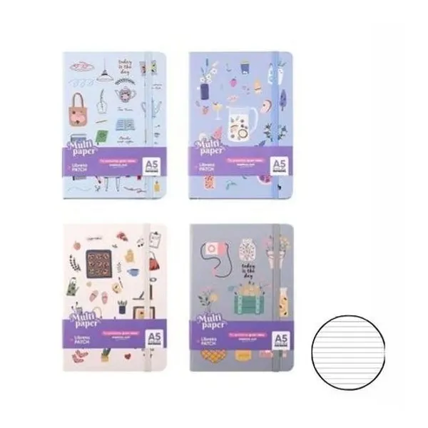 Cuaderno 14.5x21 cm rayado 96 hojas tapa dura patch x1 modelos surtidos multipaper